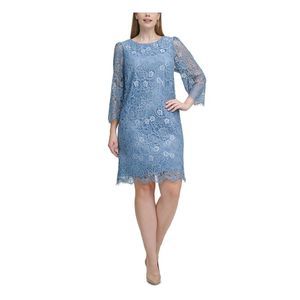 Jessica Howard | Dresses | Jessica Howard Womens Light Blue Eyelash 34 Sleeve  Shift Dress 2w | Poshmark